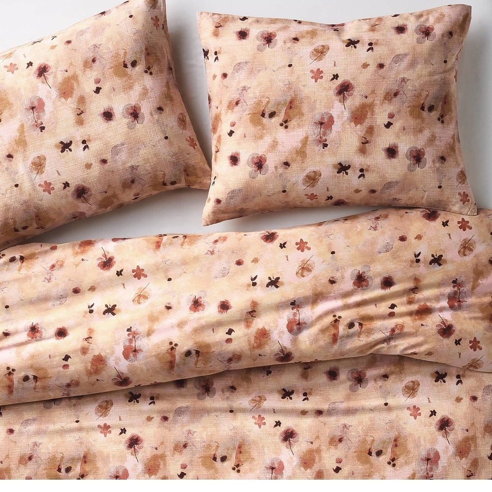 Casaluna Heavyweight Linen Blend Duvet Cover Set - Pink Floral - Picture 4 of 5